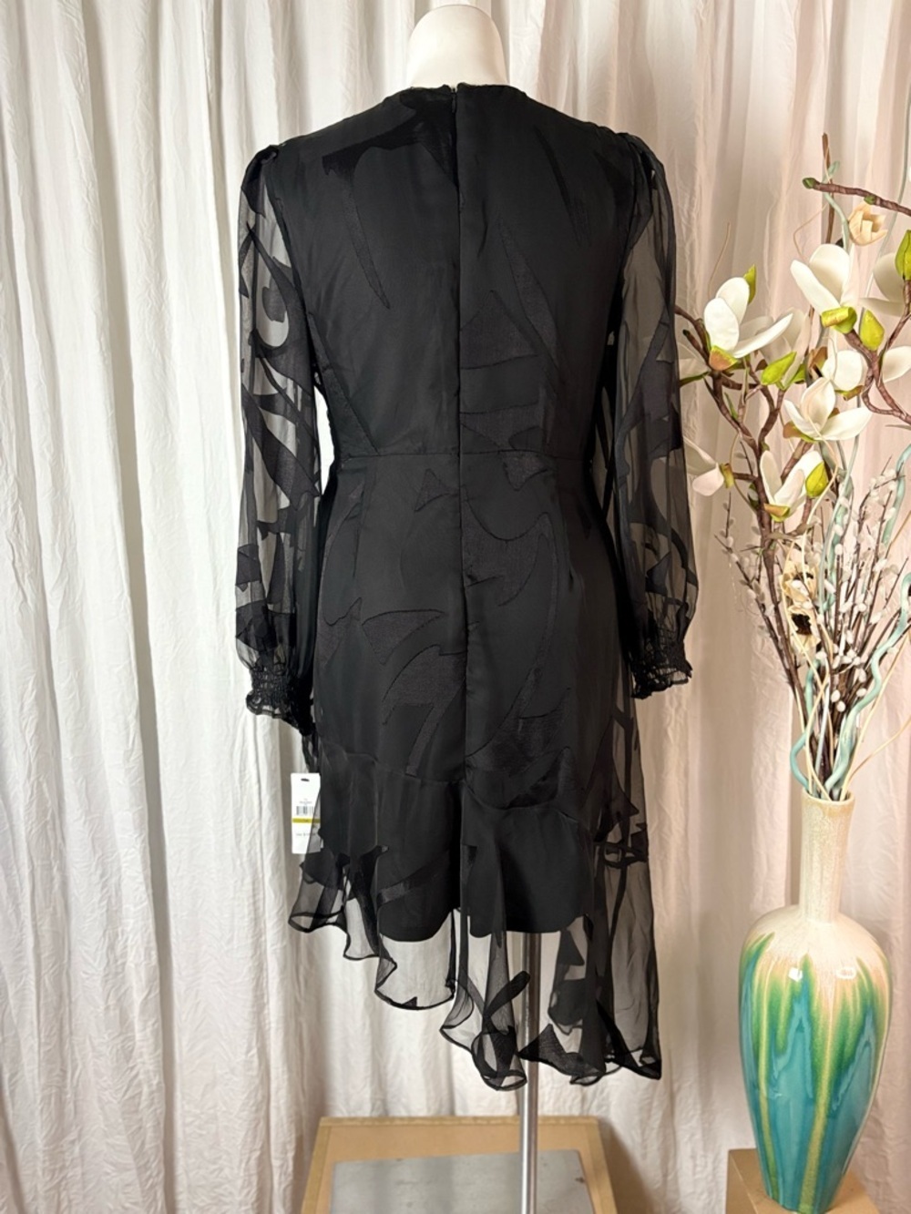DKNY Faux wrap Black Asymmetrical Dress - Picture 5 of 9